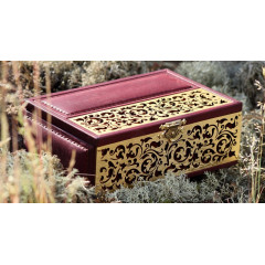 043-10-05 Шкатулка кожаная прямоугольная Гольд 