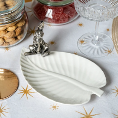 Менажница "Заяц на листе" (нейзильбер) в подарочной коробке