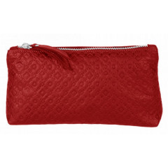 048-08-32/7 Косметичка кожаная Компакт красная