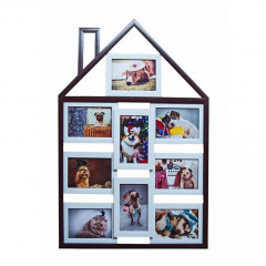 Домик-1 пластиковая мультирамка бело-коричневая