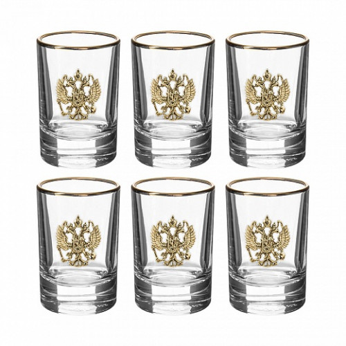 Набор 6 стопок (двойная обводка) Герб (латунь), GP-10056679