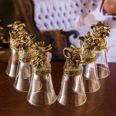 Набор из 6-ти стопок перевертышей Забавные звери  в деревянной шкатулке с гравировкой GP-300664