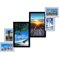 Лесенка 6-1 деревянная чёрно-белая мультирамка