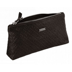 048-08-32 Косметичка кожаная Компакт коричневая