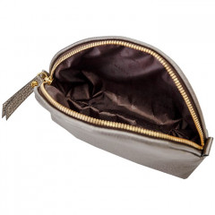 048-08-51/5 Косметичка кожаная серебро