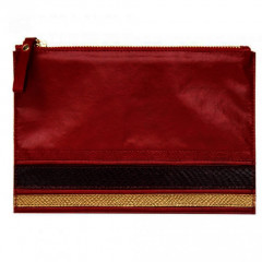 048-07-67 Косметичка женская кожаная Саванна красная