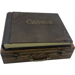 Семья qw1 кожаный альбом в кейсе из дерева