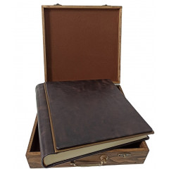 Classic-1 кожаный фотоальбом в кейсе дерево