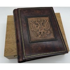 Герб России кожаный альбом под наклейку