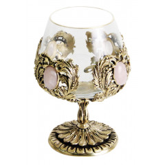 Бокал для коньяка с натуральным камнем Розовый кварц 420 мл в подарочной коробке 050401032