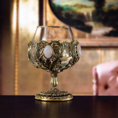 Бокал для коньяка с натуральным камнем Розовый кварц 420 мл в подарочной коробке 050401032