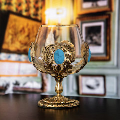 Бокал для коньяка с искусственным камнем Бирюза 420 мл в подарочной коробке 050401033