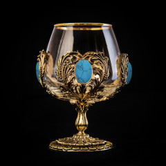 Бокал для коньяка с искусственным камнем Бирюза 420 мл в подарочной коробке 050401033