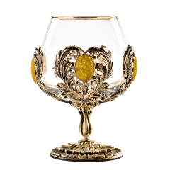 Бокал для коньяка Классик с искусственным камне "Янтарь желтый" 420 мл в подарочной коробке 050401034