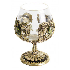 Бокал для коньяка с искусственным камнем (Янтарь зеленый) в подарочной коробке 050401036