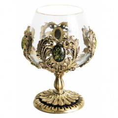 Бокал для коньяка с искусственным камнем (Янтарь зеленый) в подарочной коробке 050401036