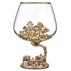 Набор бокалов для коньяка со штофом Охота в большом футляре с накладкой Настоящий мужчина 10056555