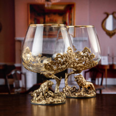 Набор 2 бокала для коньяка "Тигр" и "Лев", в коробке из дизайнерского картона 10059371