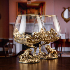 Набор 2 бокала для коньяка "Тигр" и "Лев", в коробке из дизайнерского картона 10059371