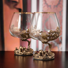 Набор 2 бокала для коньяка "Львица со львятами", в коробке из дизайнерского картона 13000055