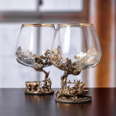 Набор 2 бокала для коньяка "Охота на Оленя" и "Охота на Медведя", в коробке из дизайнерского картона 13000061