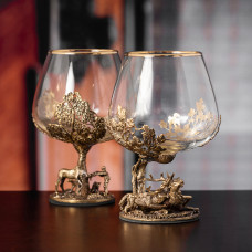 Набор 2 бокала для коньяка "Охота на Оленя" и "Охота на Лося", в коробке из дизайнерского картона 13000062