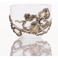 Чайная пара Ирис латунь в черной подарочной коробке