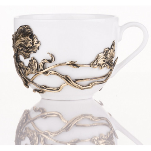 Чайная пара Ирис латунь в черной подарочной коробке