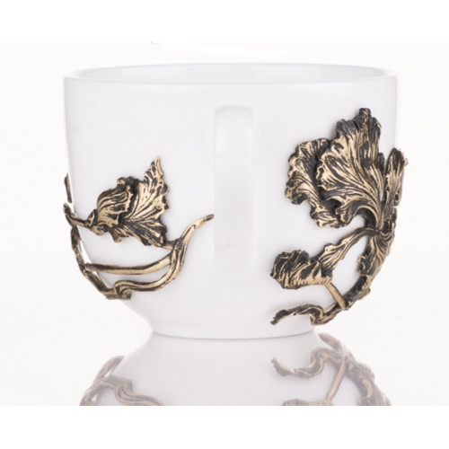 Чайная пара Ирис латунь в черной подарочной коробке