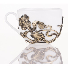 Чайная пара Ирис латунь в черной подарочной коробке