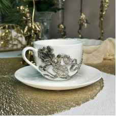 Чайная пара Ирис нейзильбер в черной подарочной коробке