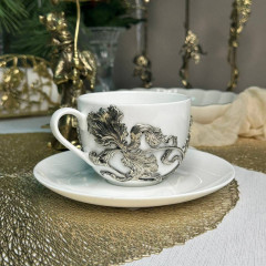 Чайная пара Ирис нейзильбер в черной подарочной коробке