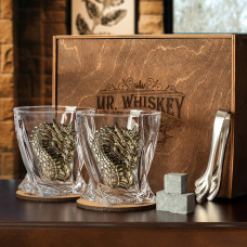 Набор 2 бокала для виски "Квадро", накладка "Дракон-2" 13000474
