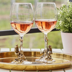 Набор 2 бокала для вина "Лев и Львица на ветке", (со стат. на ножке)