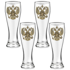 Набор 4 бокала для пива, "Греб РФ", латунь