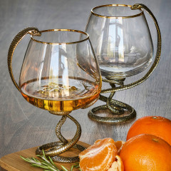 Набор 2 бокала для коньяка и статуэтка "Змея", в коробке из дизайнерского картона 13001005