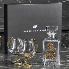 Набор подарочный 2 бокала для коньяка и штоф "Змея", в коробке из дизайнерского картона 13001011