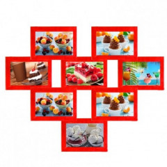 Сердце-3 красная деревянная мультирамка