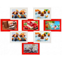 Сердце-1 красно-белая деревянная мультирамка