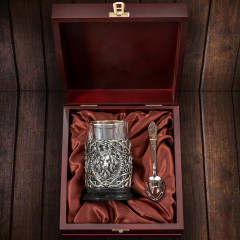 Подстаканник ручной работы Лев нейзильбер в деревянной шкатулке 13000078_123075663