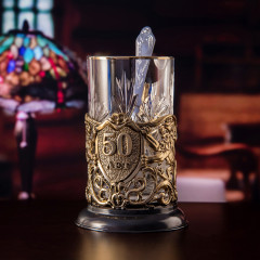 Подстаканник ручной работы "50 лет" Юбилейный в деревянной шкатулке 13000080