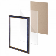 Sam-9 Пластиковая рамка 21х30 см, багет 20 мм, синий с золотом, вставка стекло