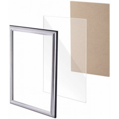 Sam-17 Пластиковая рамка 21х30 см, багет 14 мм, серебро, вставка стекло
