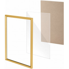 Sam-18 Пластиковая рамка 21х30 см, багет 14 мм, золото, вставка стекло
