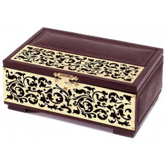 043-10-05 Шкатулка кожаная прямоугольная Гольд 